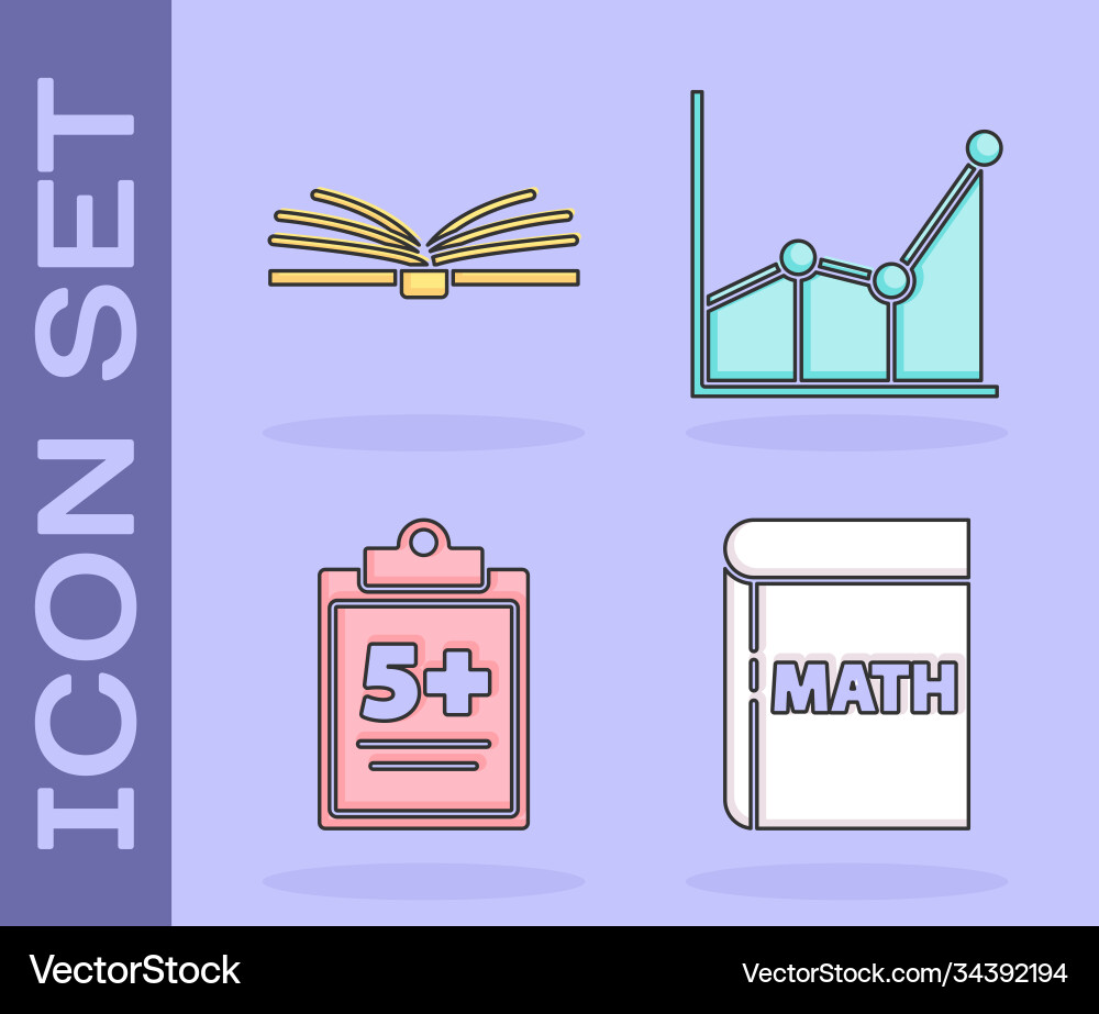 Set book with word mathematics open test Set book with word mathematics open test vector image