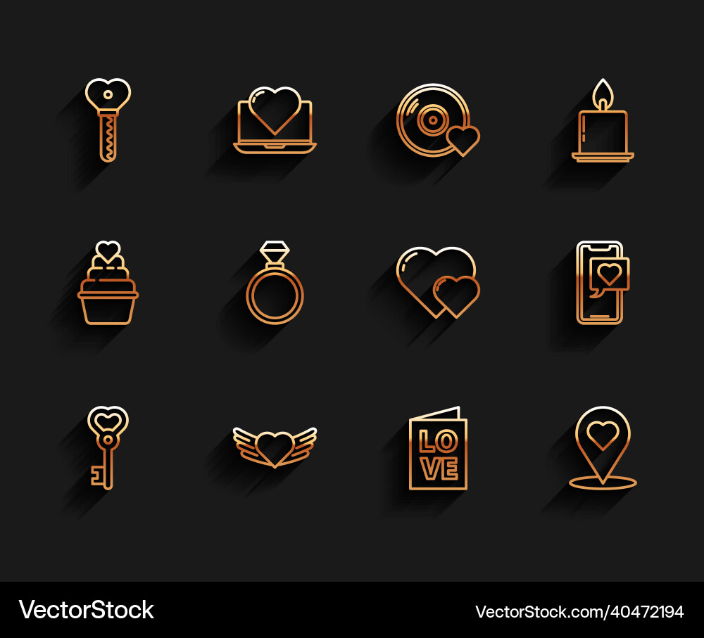Set line key in heart shape with wings Set line key in heart shape with wings vector image
