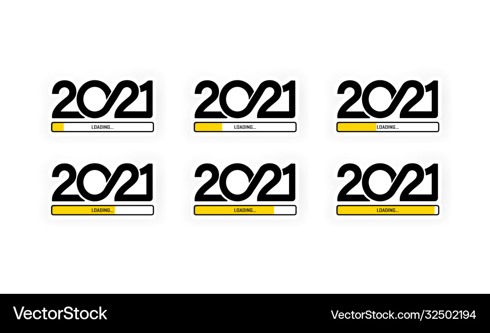Set progress bar showing loading 2021 Set progress bar showing loading 2021 vector image