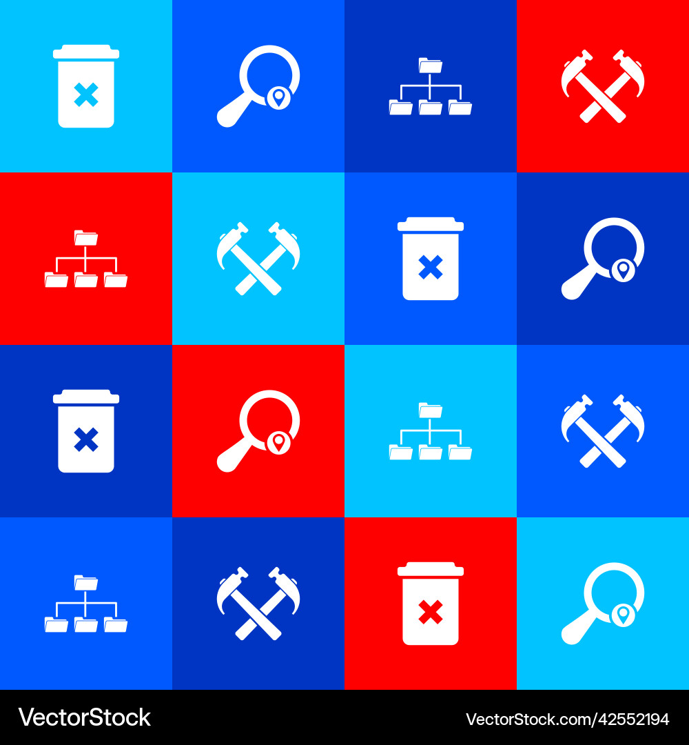 Set trash can search location folder tree Set trash can search location folder tree vector image