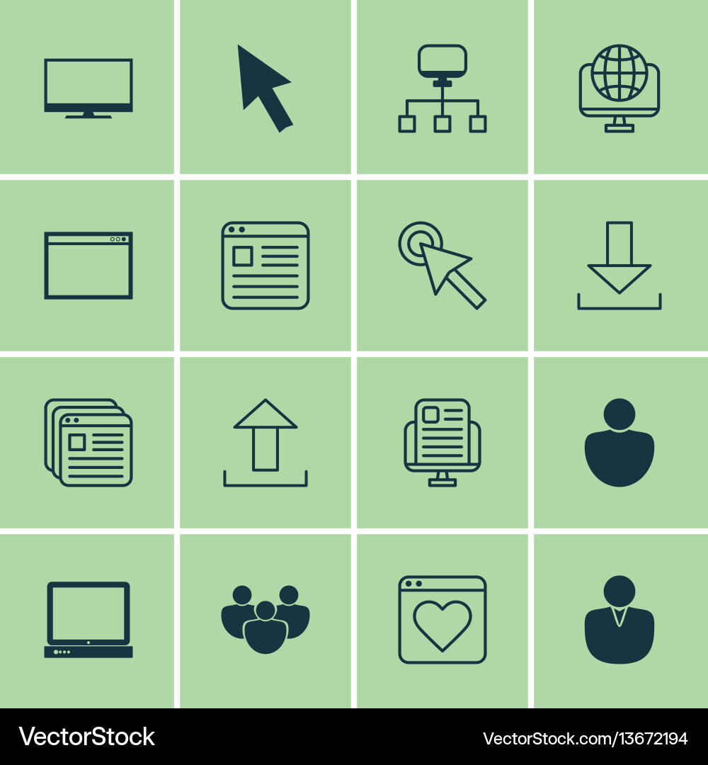 Set von 16 World Wide Web Icons beinhaltet Programm Set von 16 World Wide Web Icons beinhaltet Programm vektorbild