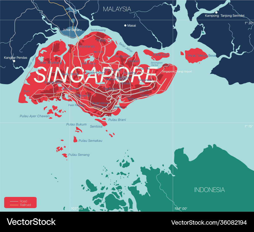 Singapore detailed editable map Singapore detailed editable map vector image