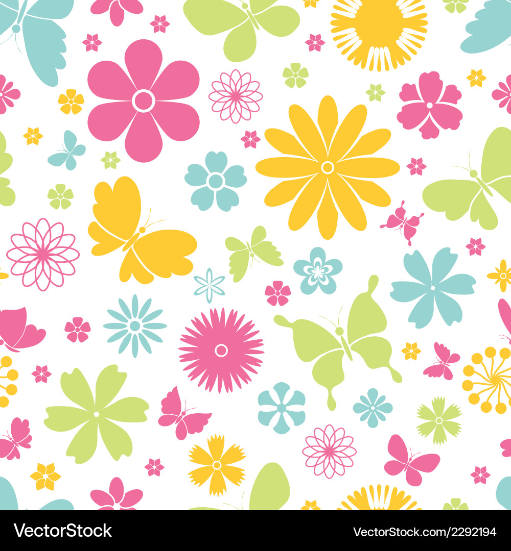 Spring Butterfly Floral Pattern vector image