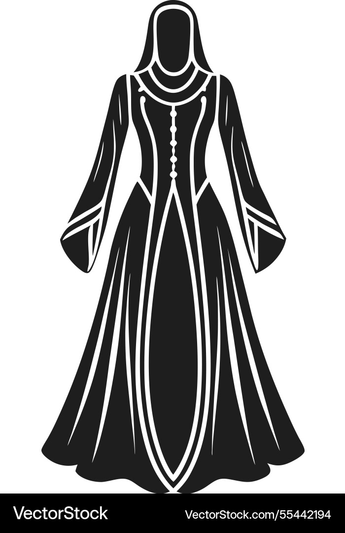 Traditionelle islamische weibliche Kleid Silhouette Traditionelle islamische weibliche Kleid Silhouette vektorbild