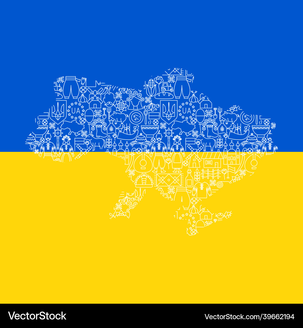 Ukraine country flag map Ukraine country flag map vector image