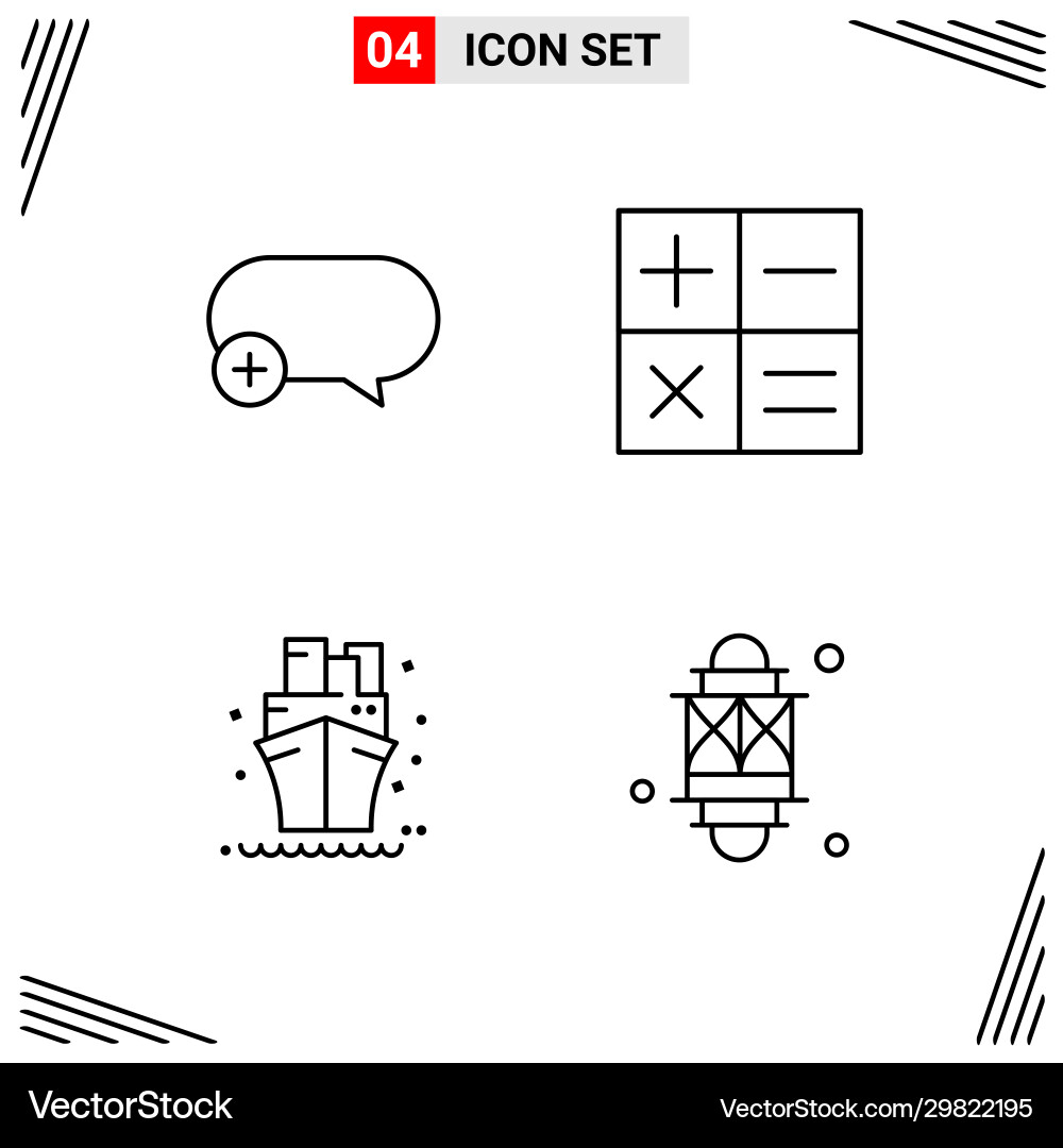 4 icons line style grid based creative outline 4 icons line style grid based creative outline vector image