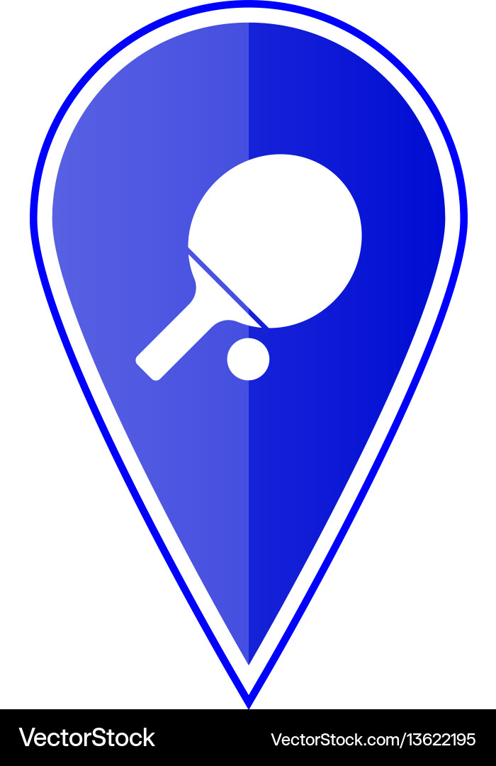 Blue map pointer with table tennis Blue map pointer with table tennis vector image