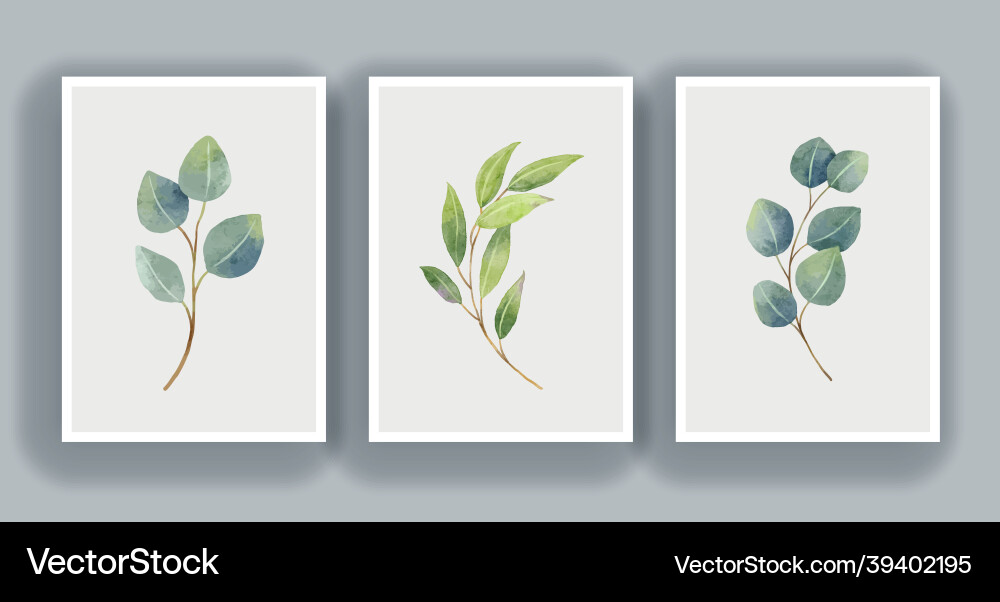 Botanical wall art watercolor painting background vector image