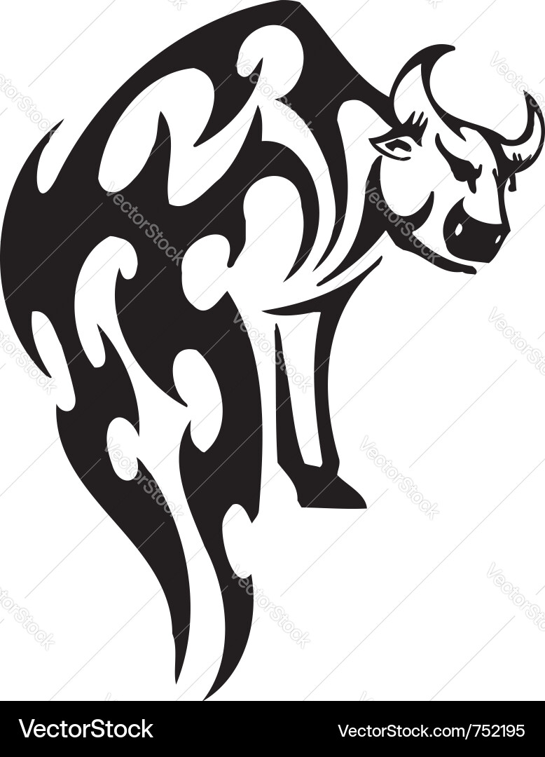 Bull in tribal style - image Vector Image