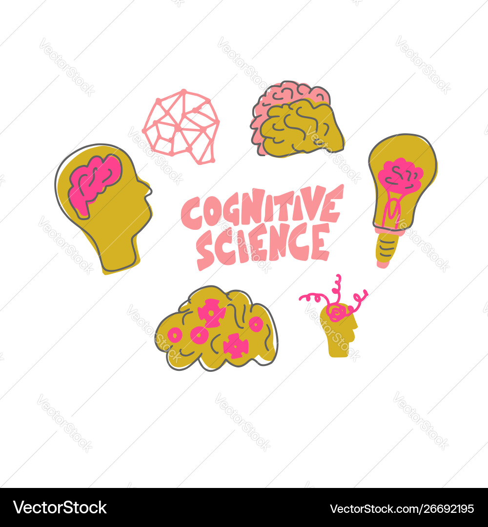 Cognitive science concept set elements Cognitive science concept set elements vector image