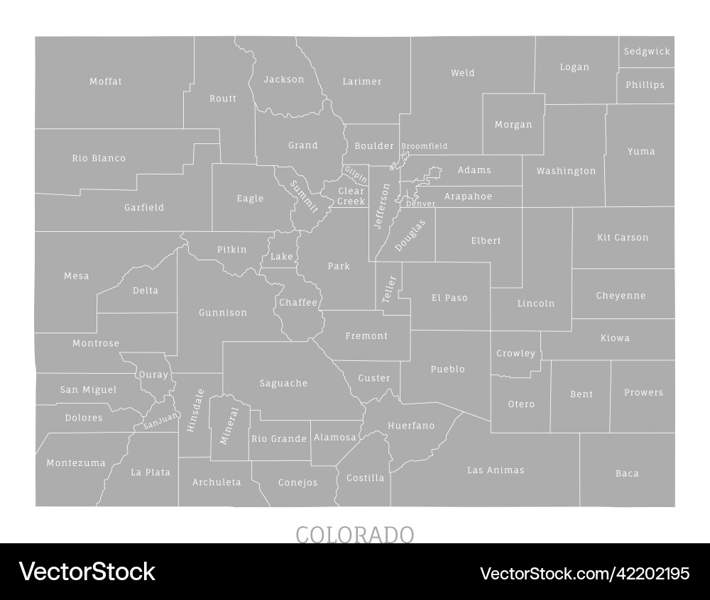 Colorado hoch detaillierte graue Farbkarte uns Zustand Colorado hoch detaillierte graue Farbkarte uns Zustand vektorbild