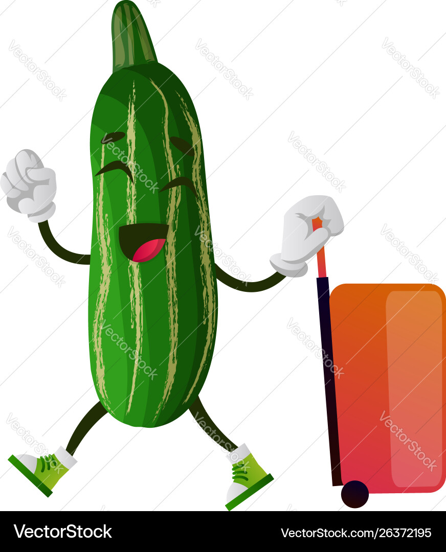 Cucumber with Suitcase vector image