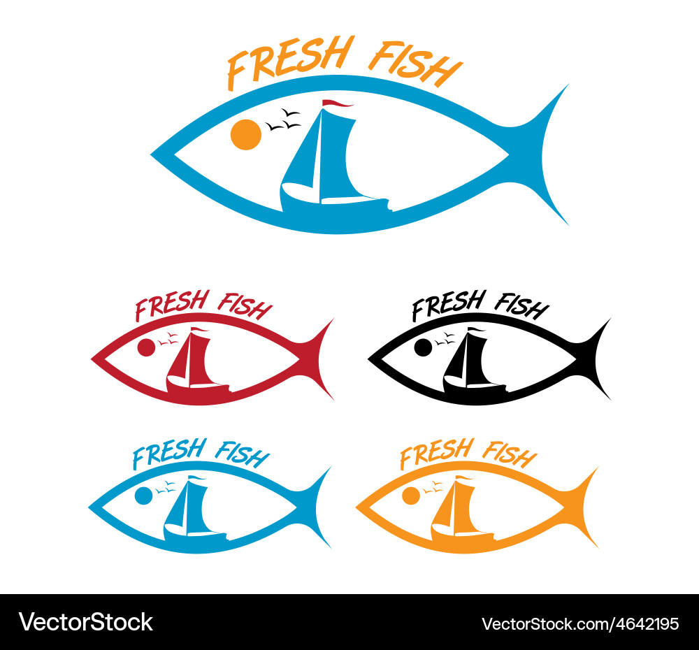 Emblems of fresh fish Royalty Free Vector Image