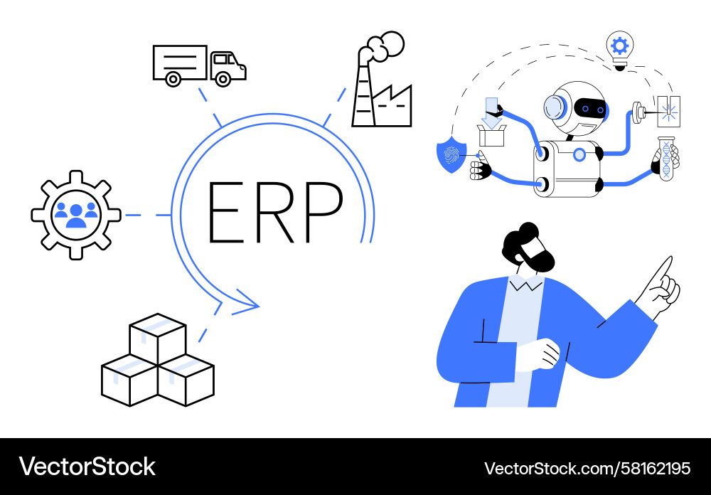 ERP Automation & Robotic Vector Image