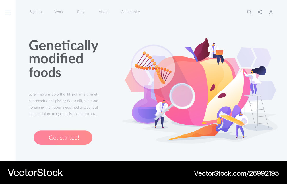 Genetically modified foods landing page concept Genetically modified foods landing page concept vector image