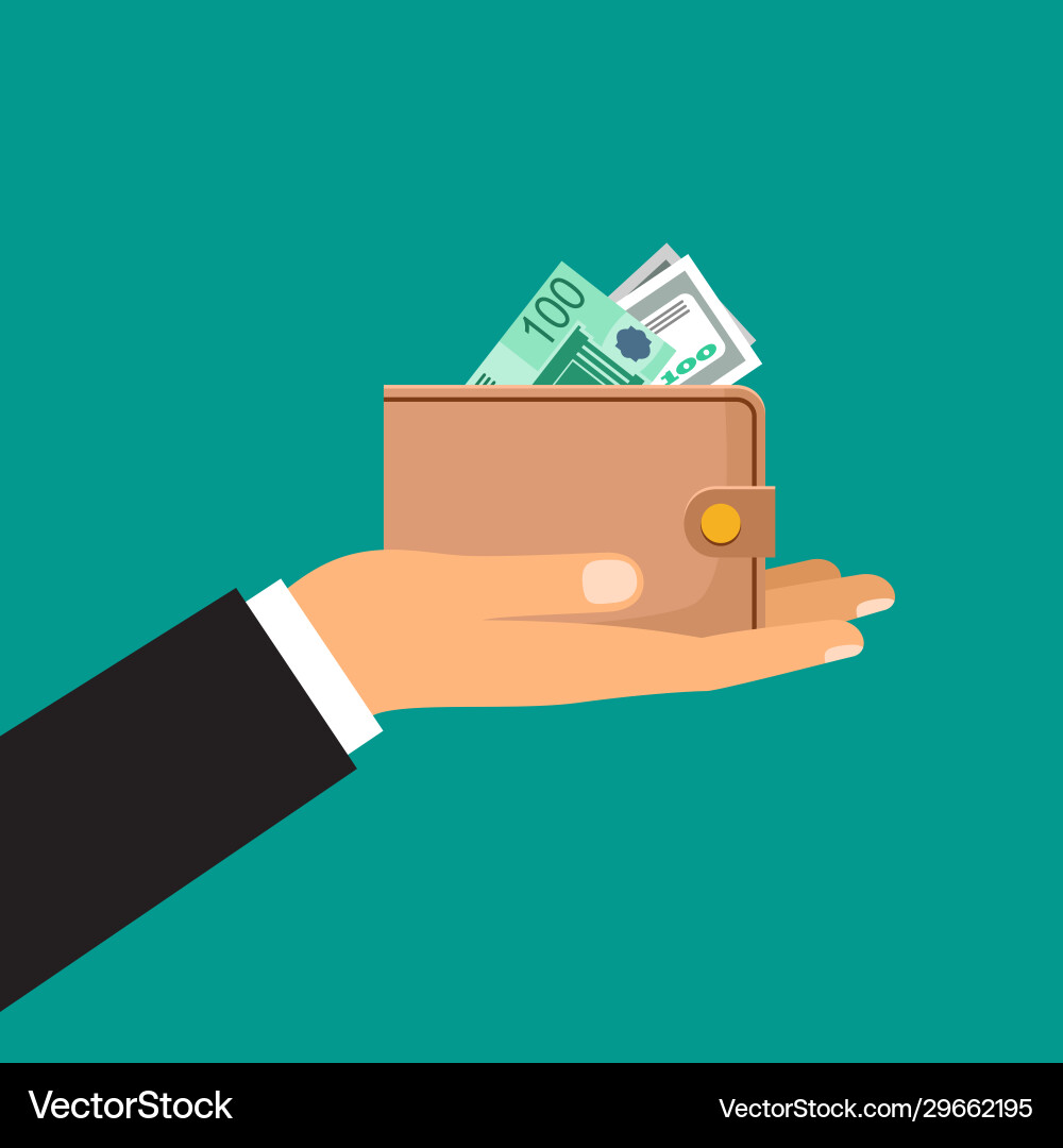 Male hand holds a wallet with money vector image