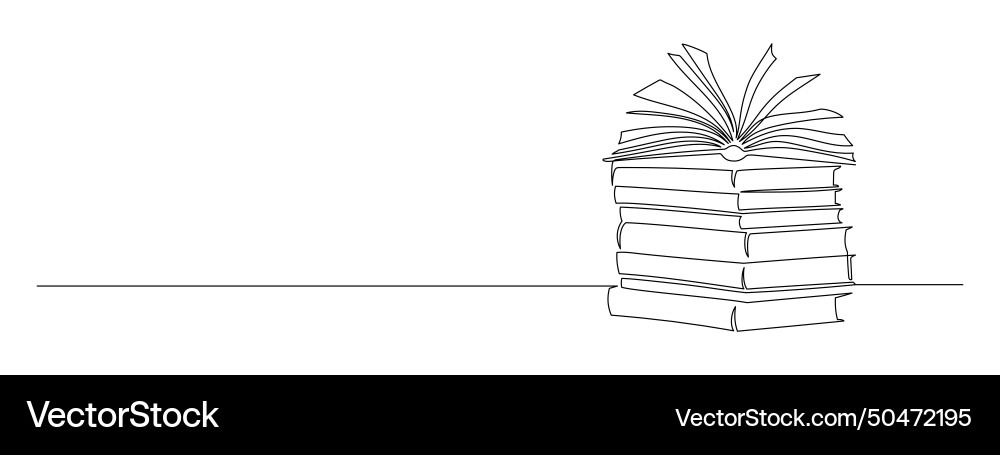 One continuous line drawing of stack books One continuous line drawing of stack books vector image