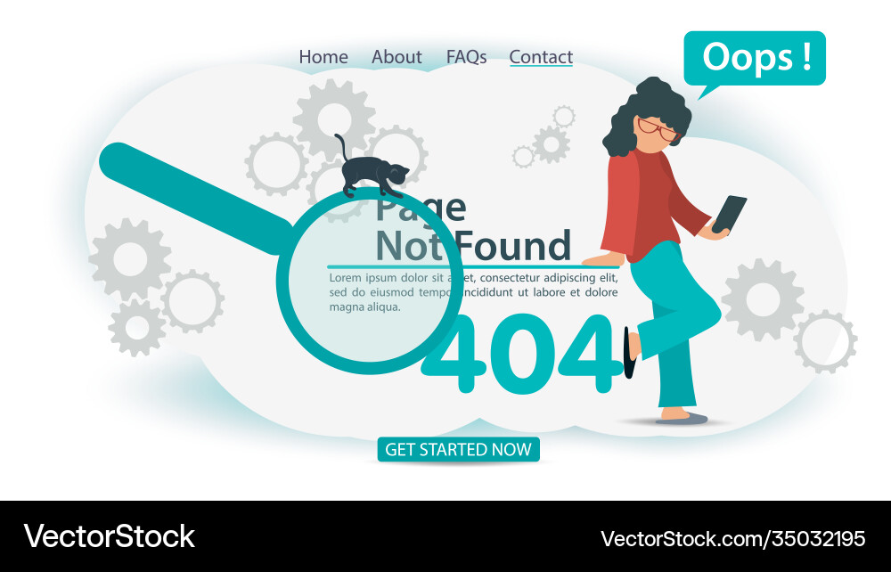Oops 404 error page not found banner internet vector image