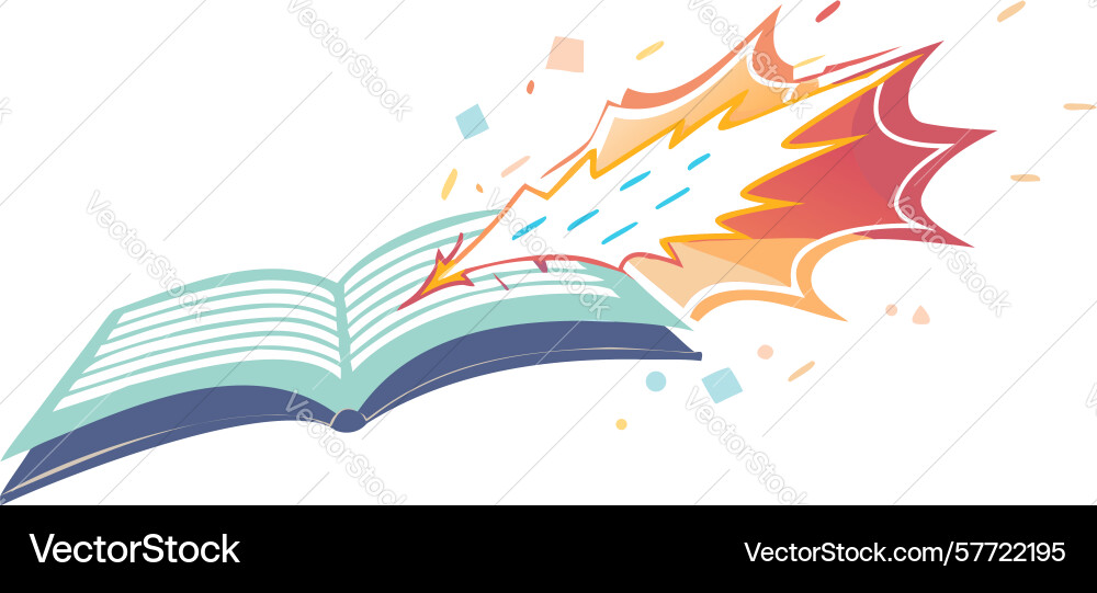 Open book with flame and abstract elements design vector image