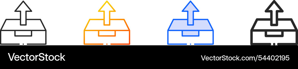 Outbox iconthin linear gradient blue stroke Outbox iconthin linear gradient blue stroke vector image