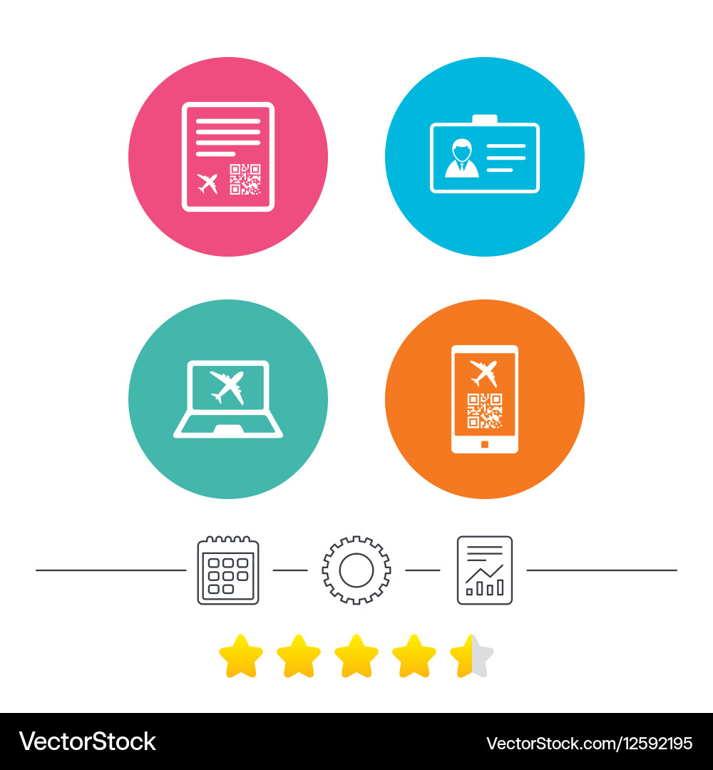 Qr scan code icon boarding pass flight sign Vector Image