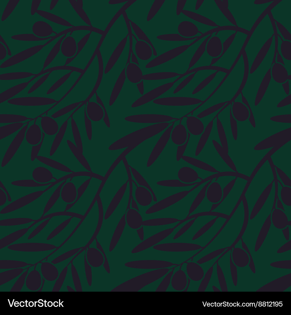 Retro Olive Branch Pattern vector image