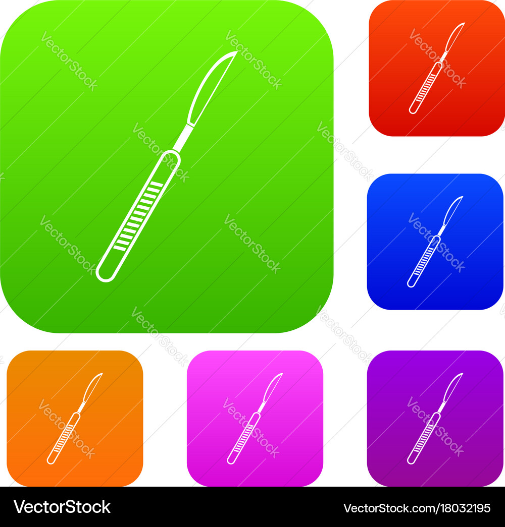 Scalpel set color collection Vector Image