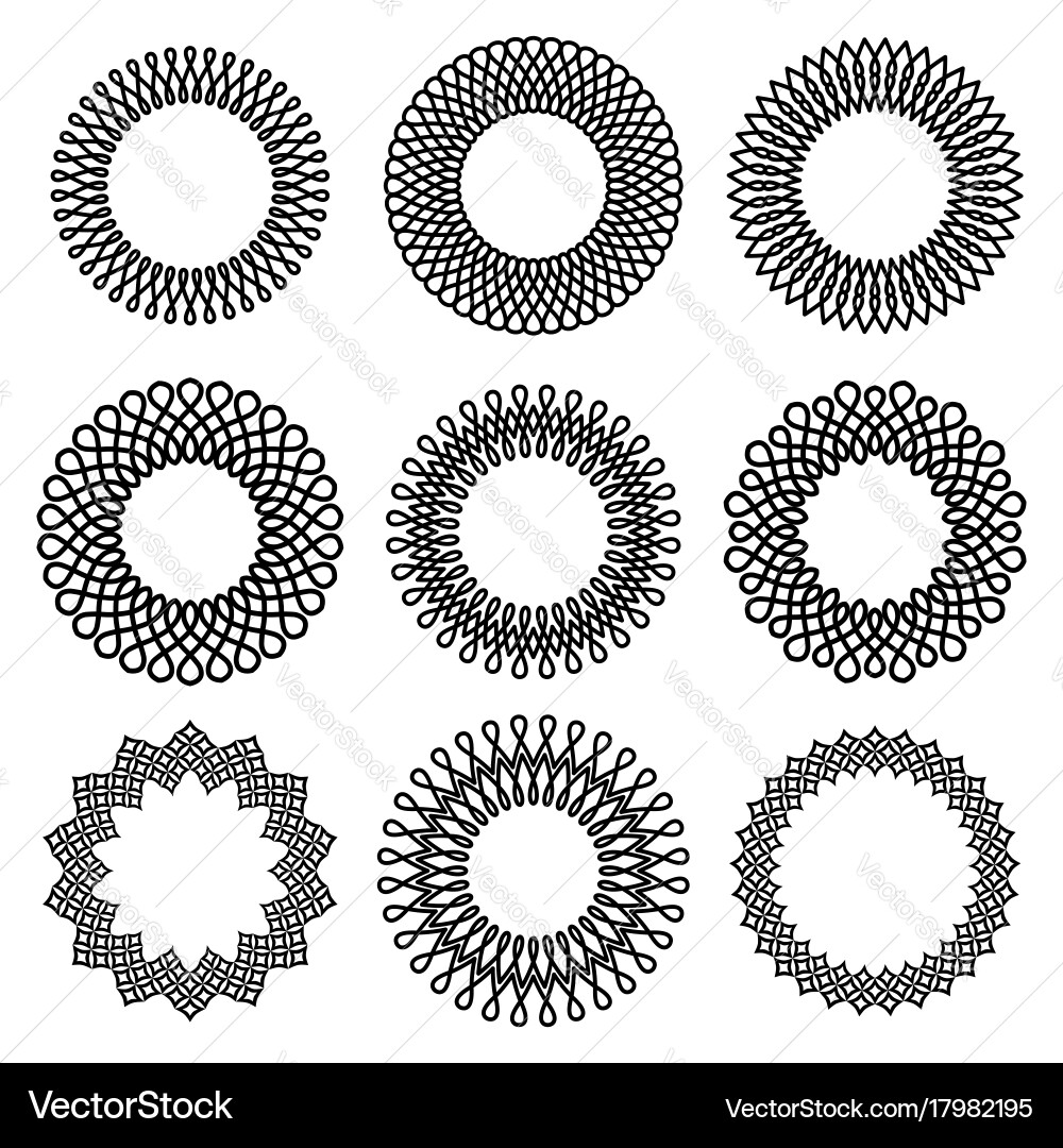 Set of round twisted frame 1 vector image