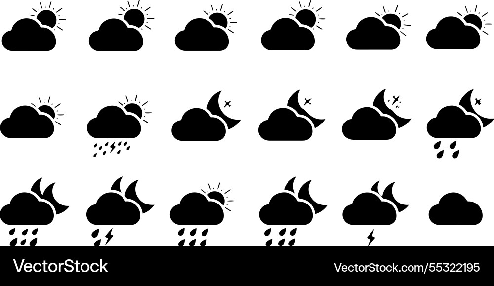Set of weather icons showing different Set of weather icons showing different Vector Image