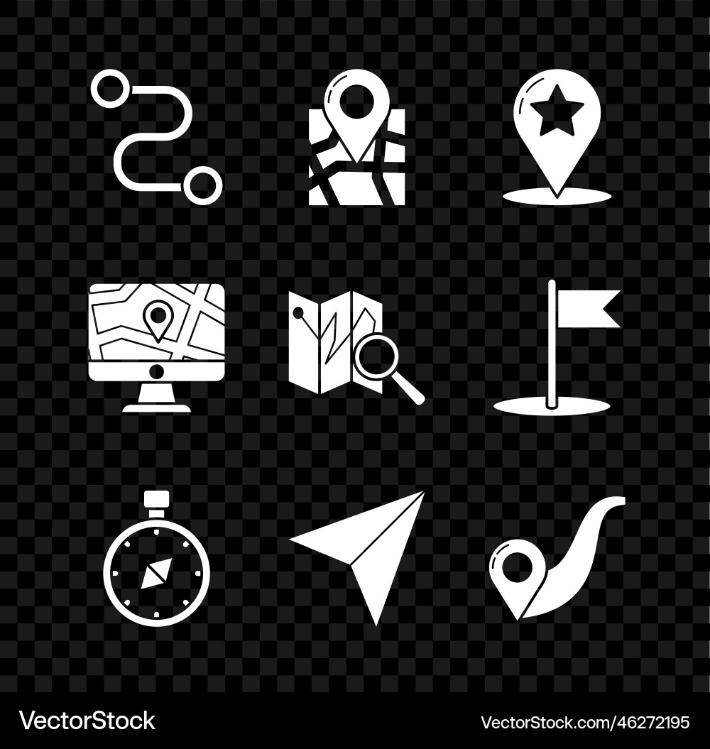 Set route location folded map with marker Vector Image