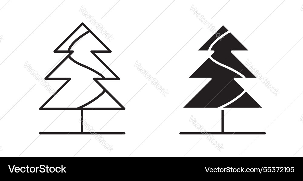 Tree christmas icon set in thin line for web Vector Image