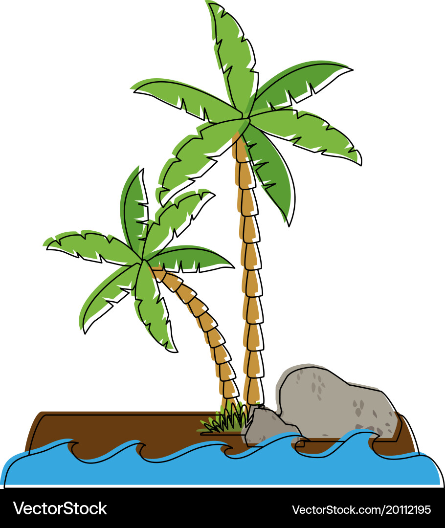 Tree palms with rocks Vector Image
