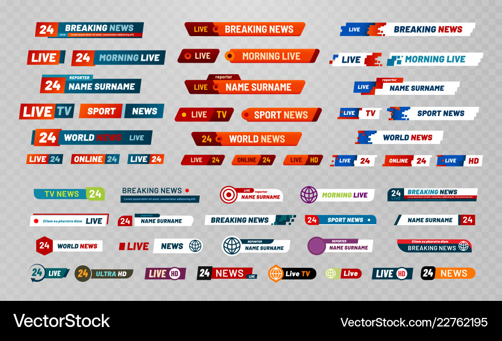 Tv broadcast title television broadcasting Vector Image