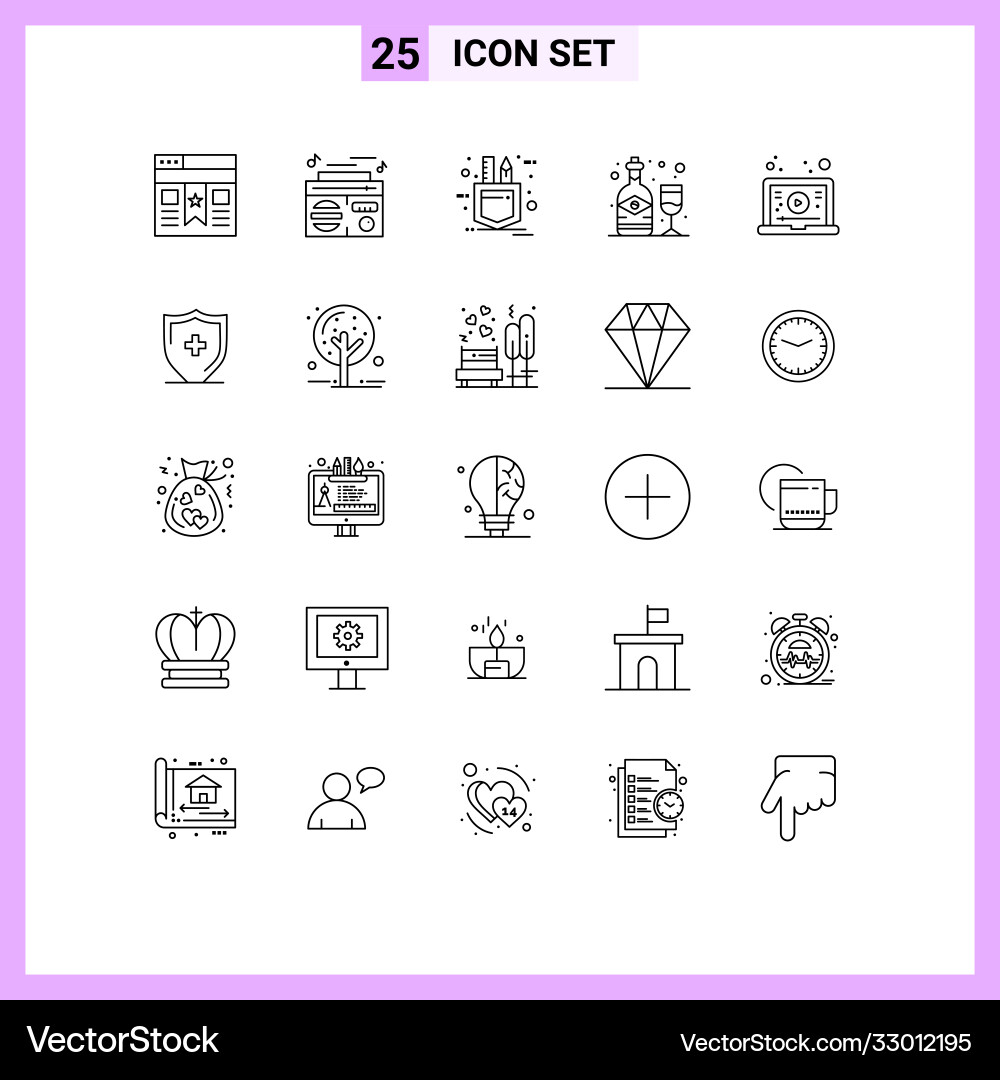 User interface pack 25 basic lines learning vector image