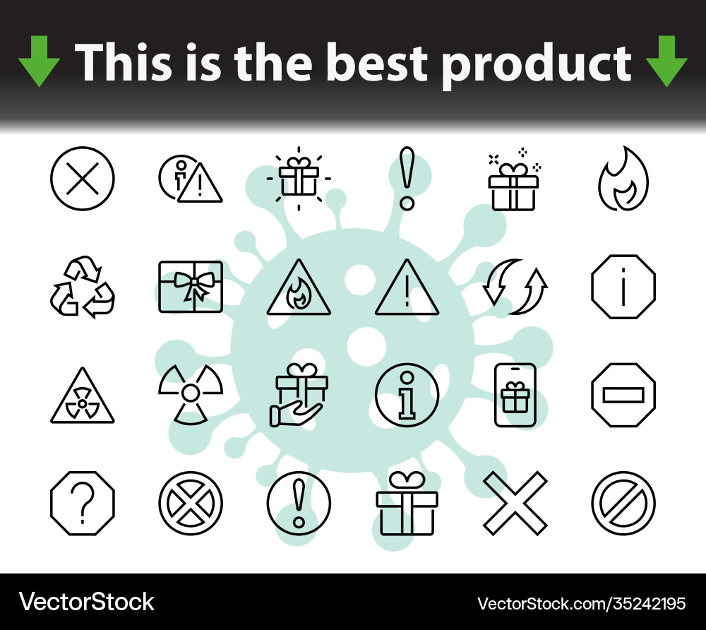 Warnings simple set thin line icons Warnings simple set thin line icons Vector Image