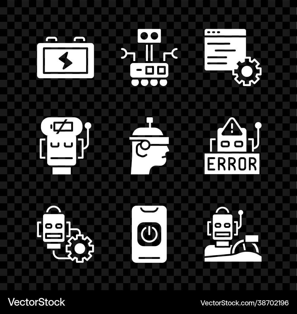 Batterie Roboter Computer api Schnittstelle Batterie Roboter Computer api Schnittstelle Vektorbild