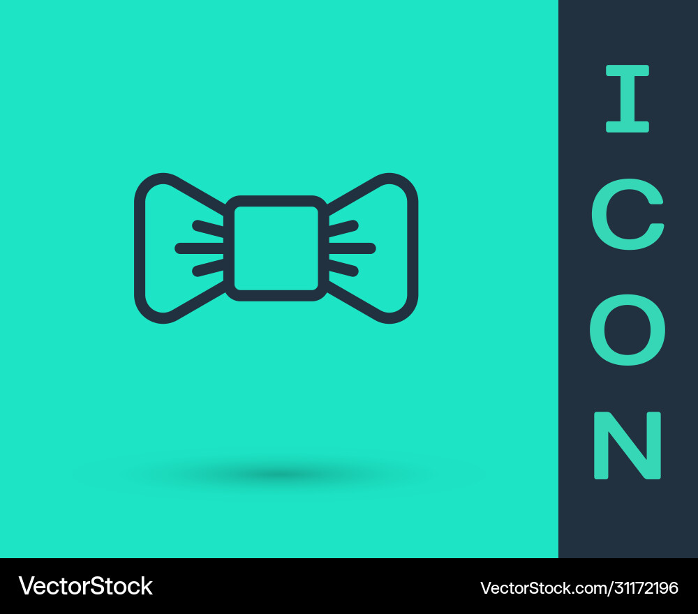 Black line bow tie icon isolated on green Black line bow tie icon isolated on green vector image