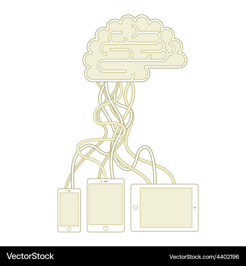 Brain is connected to the network vector image