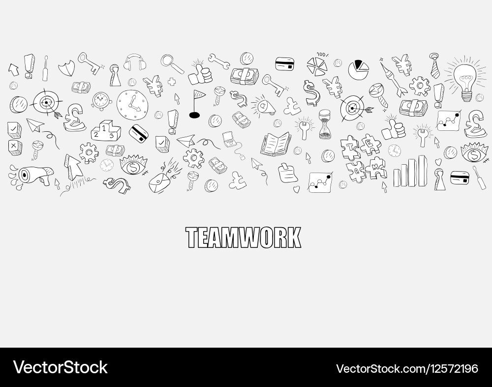 Business development doodles objects background vector image