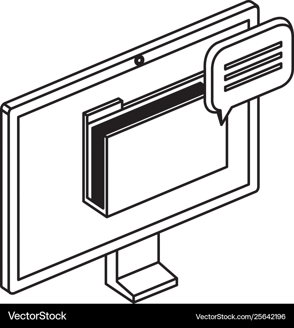 Computer mit Ordner-Dokumenten Dateien und Sprache Computer mit Ordner-Dokumenten Dateien und Sprache vektorbild