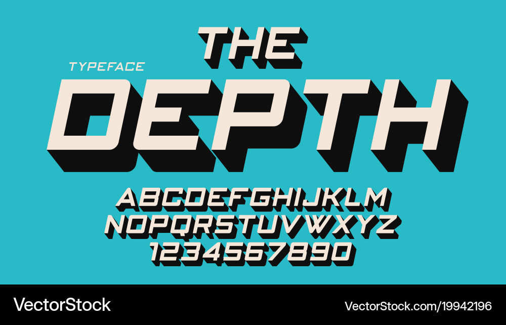 Depth Font - Bold Lettering Style Royalty Free Vector Image