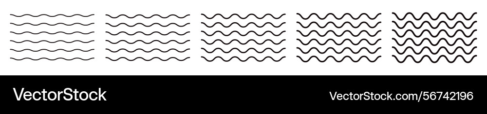 Editable wavy line set with curvy zigzag elements Vector Image