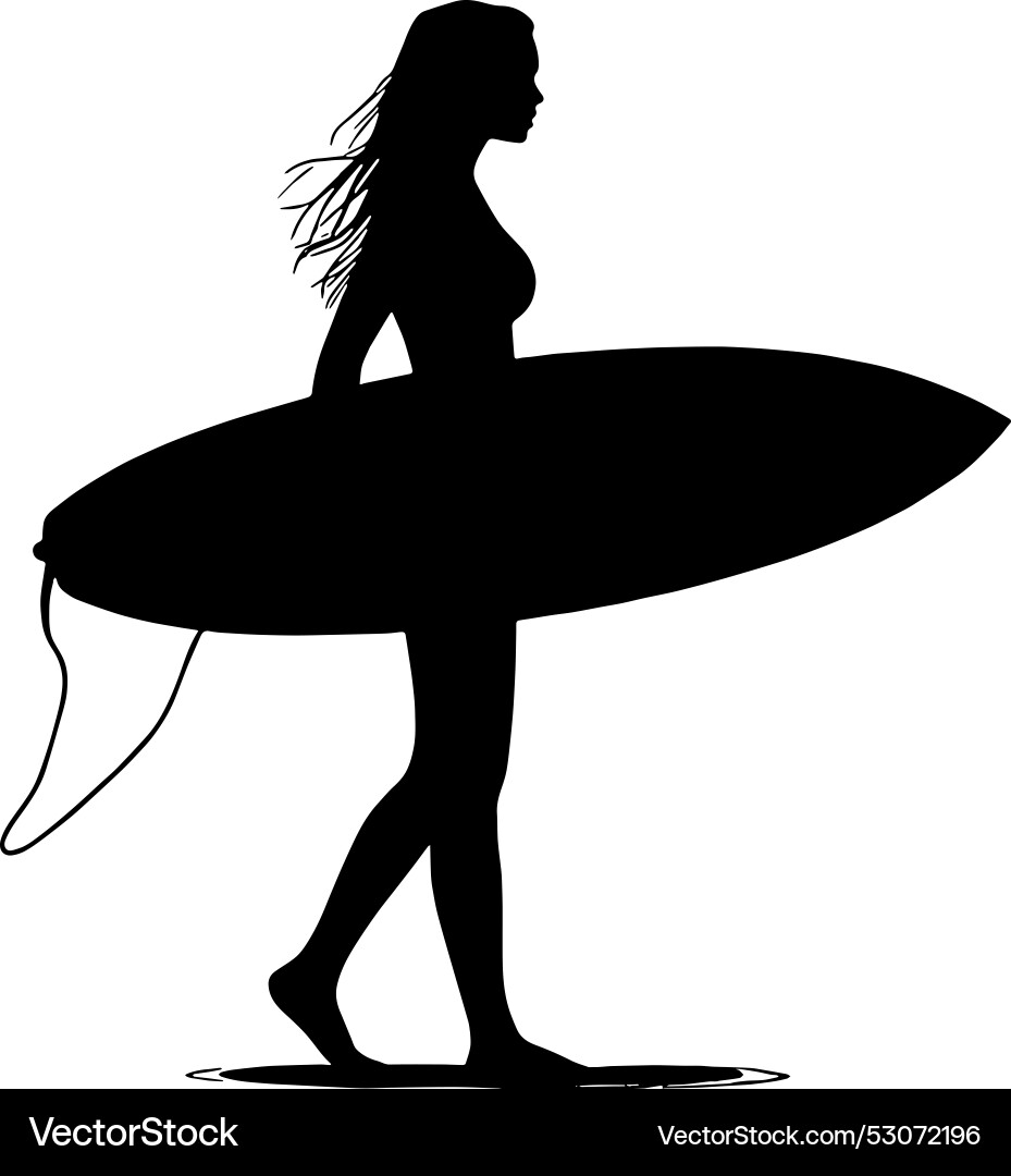 Female surfer silhouette Royalty Free Vector Image