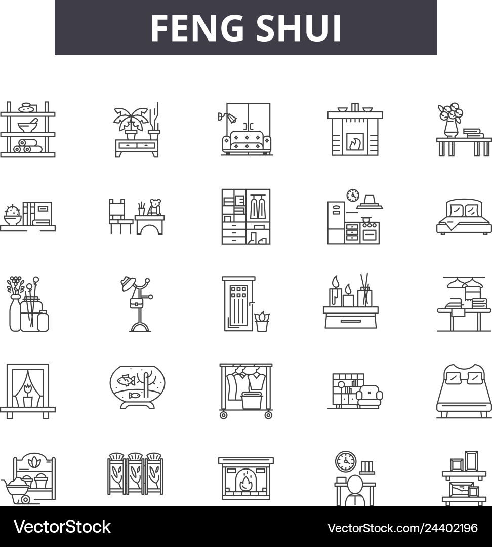 Feng shui line icons for web and mobile design Feng shui line icons for web and mobile design vector image