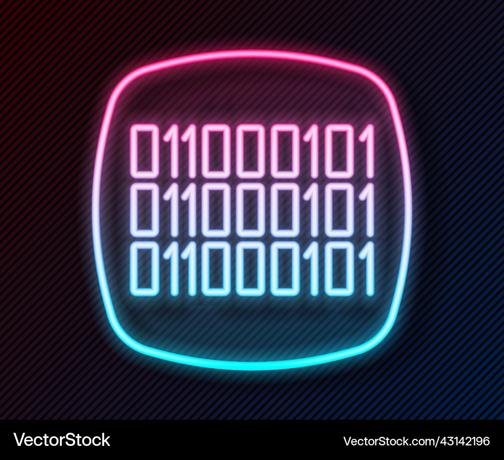 Glowing neon line binary code icon isolated Glowing neon line binary code icon isolated vector image