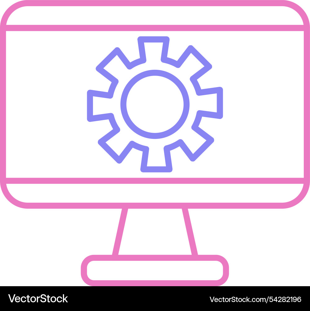 Monitor screen line two colour icon Vector Image
