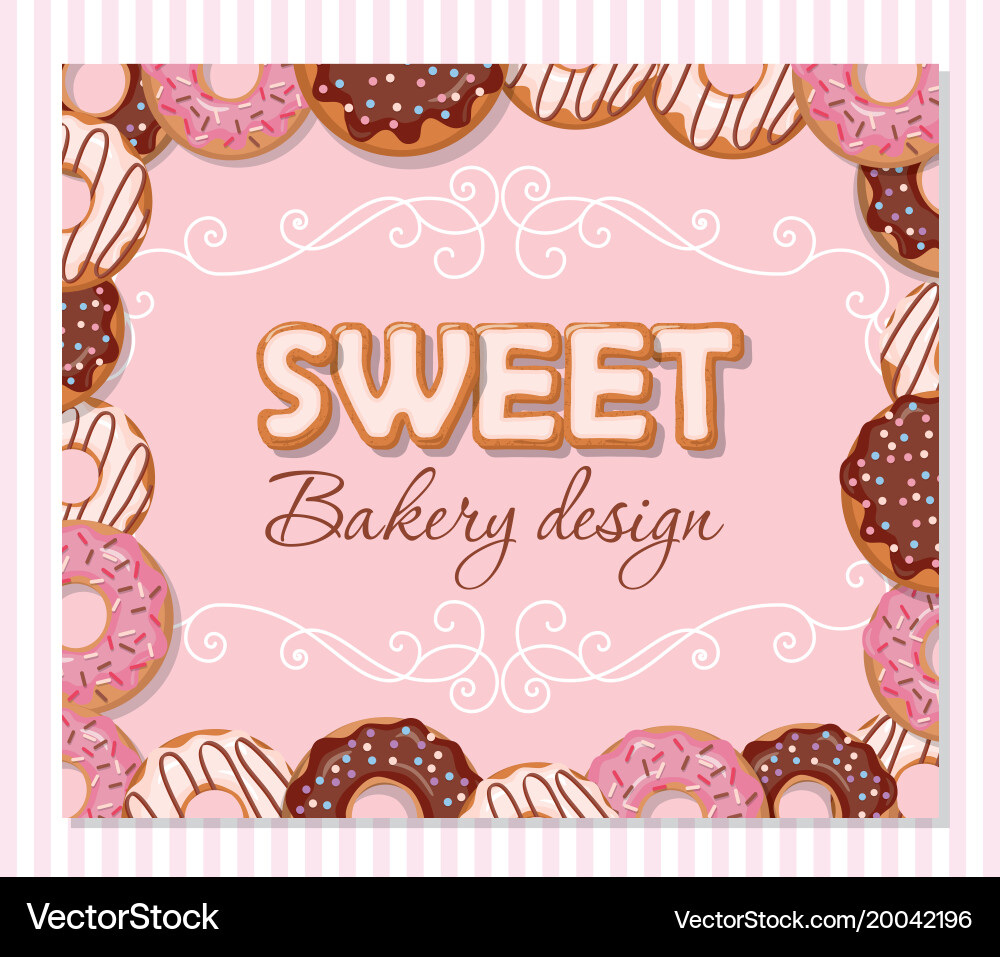 Pastel Pink Donut Bakery Template Vector Image