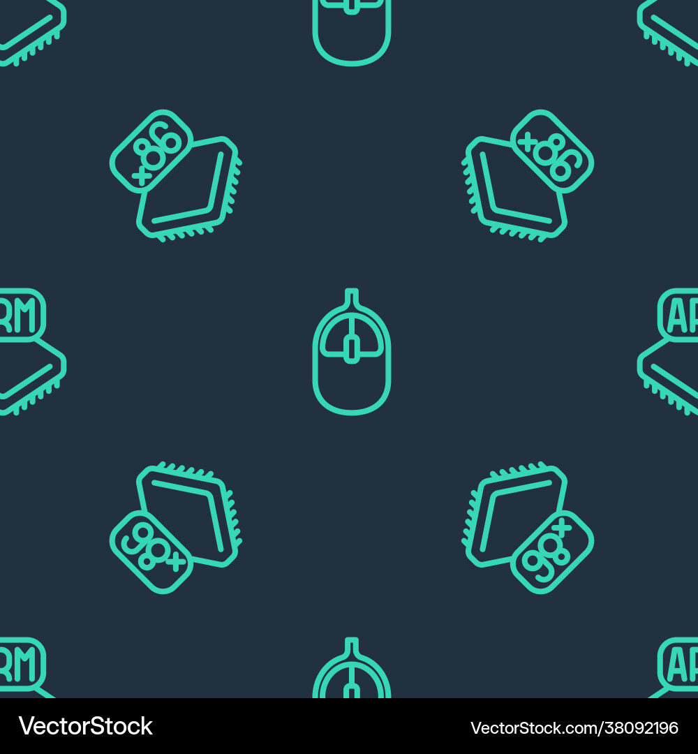 Set line computer mouse processor Set line computer mouse processor vector image
