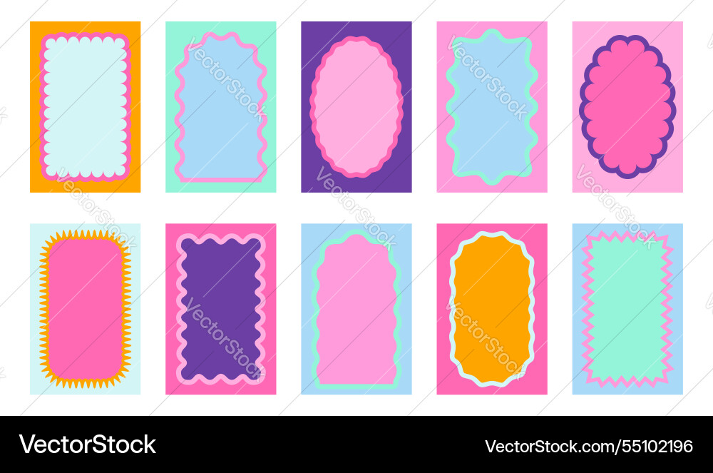 Set of cute frames with arch rectangle and oval Set of cute frames with arch rectangle and oval vector image
