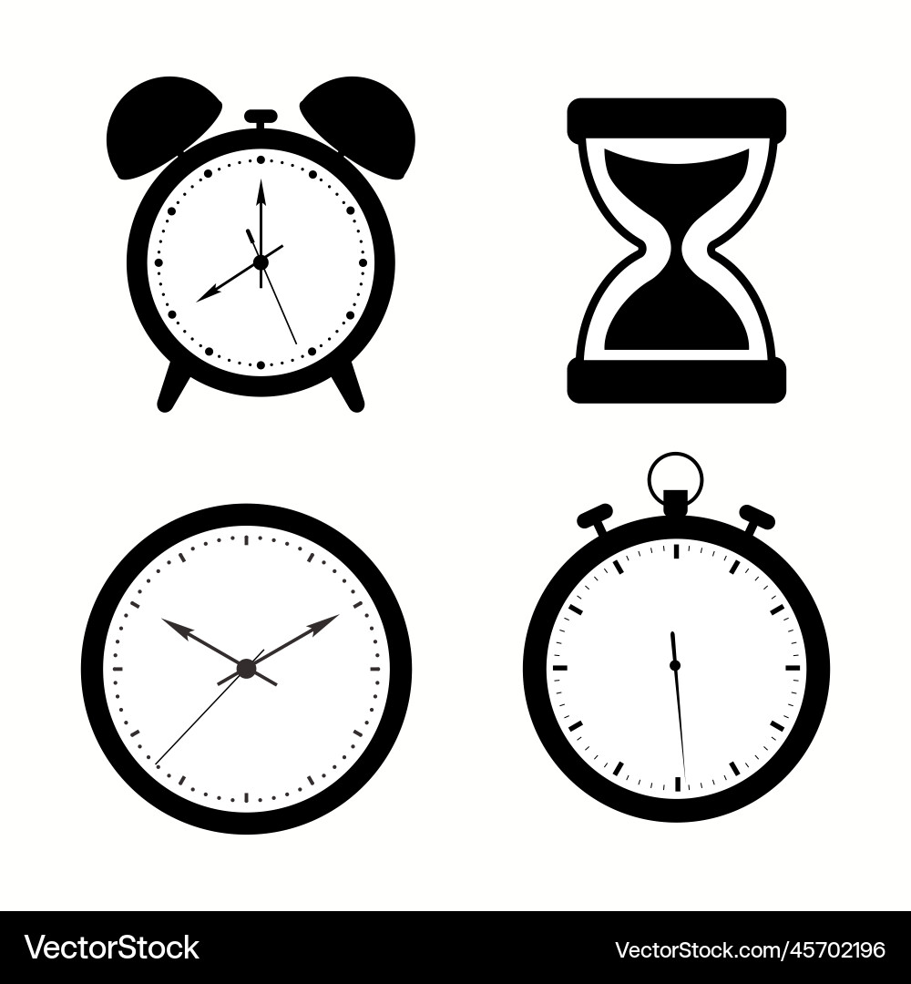 Set of time and clock icons isolated on white vector image